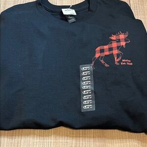 Black and Red Moose Graphic Tee by